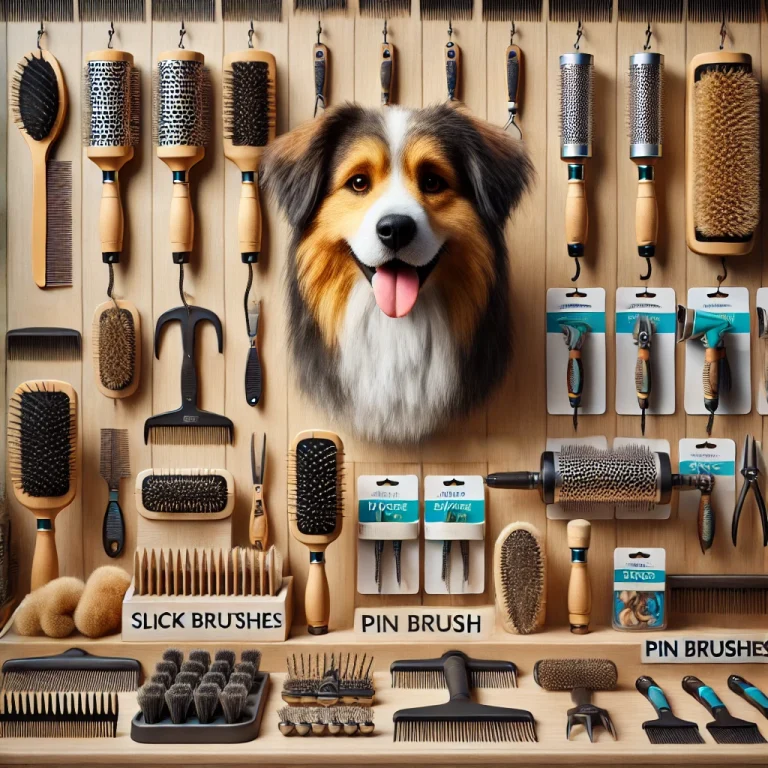 Texte alternatif (Vietnamien) : Lược và bàn chải chăm sóc lông cho chó tại Doggies Pet Shop. Texte alternatif (Anglais) : Grooming brushes and combs for dogs at Doggies Pet Shop. Texte alternatif (Français) : Brosses et peignes de toilettage pour chiens chez Doggies Pet Shop.