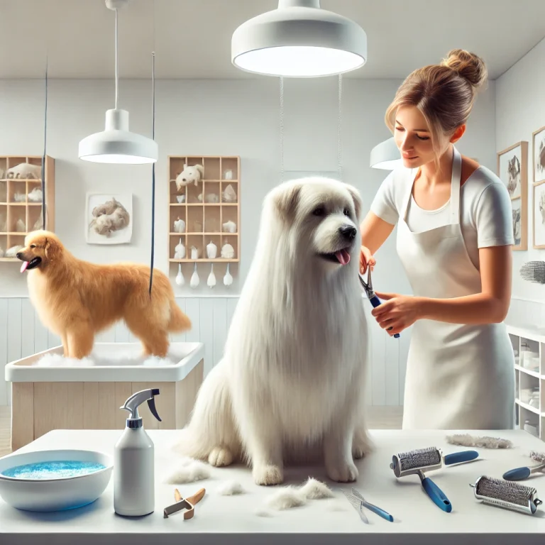 Thú cưng đang được tắm rửa và cắt tỉa lông trong môi trường chuyên nghiệp và thoải mái