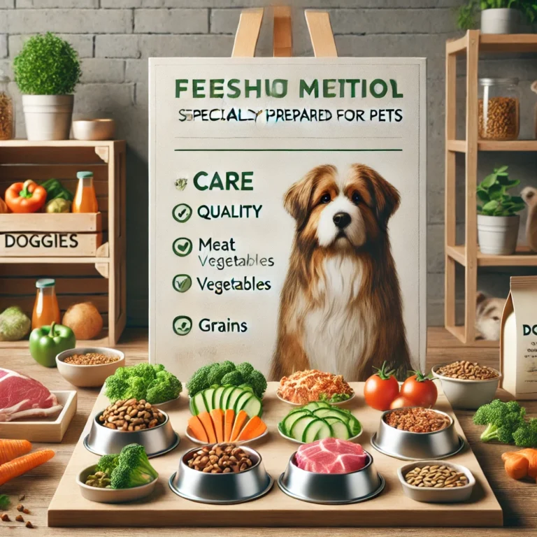 Minh họa bữa ăn dinh dưỡng dành riêng cho thú cưng tại Doggies
