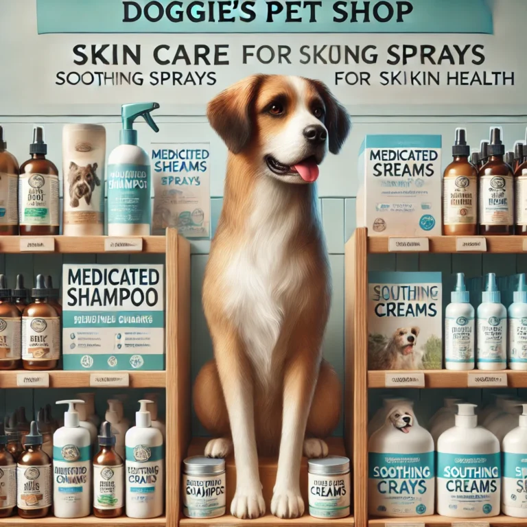 Minh họa các sản phẩm chăm sóc da dành cho chó tại Doggies