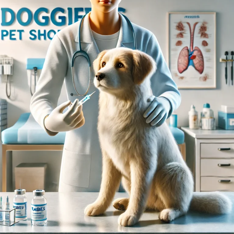 Chó được tiêm phòng dại bởi bác sĩ thú y chuyên nghiệp tại Doggies.