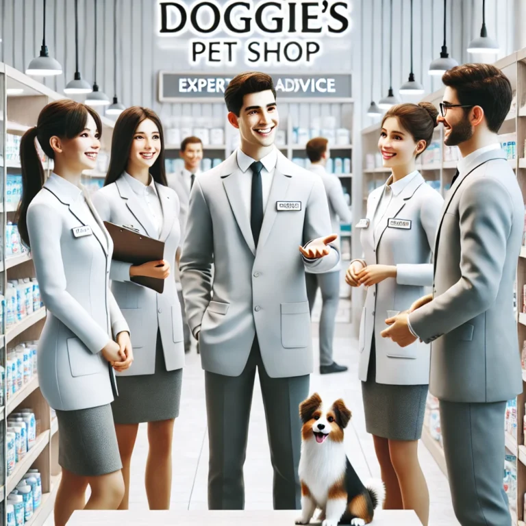 Đội ngũ tư vấn tại Doggies Pet Shop, thân thiện và chuyên nghiệp, sẵn sàng hỗ trợ khách hàng.