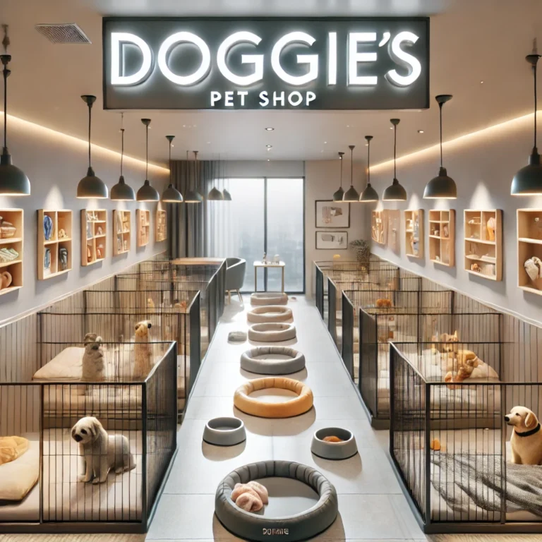 Hình ảnh các phòng pet hotel rộng rãi và thoải mái tại Doggies Pet Shop.
