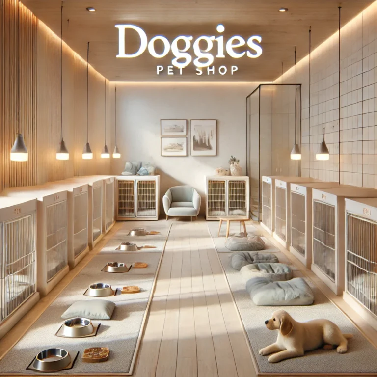 Hình ảnh các phòng khách sạn thú cưng tiện nghi tại Doggies, có giường êm, bát sạch và đồ chơi.