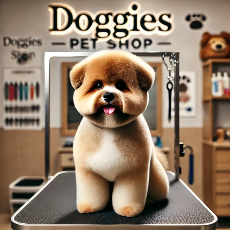 Chú chó với kiểu tỉa Teddy Bear đáng yêu tại DOGGIES Pet Shop.