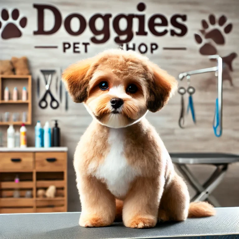 Chú chó con với kiểu tỉa Puppy Cut tại DOGGIES Pet Shop.