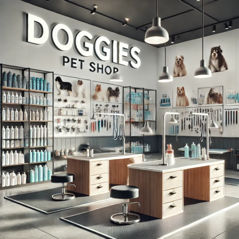Không gian grooming chuyên nghiệp tại DOGGIES Pet Shop.