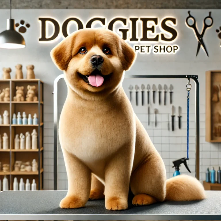 Chú chó rạng rỡ với bộ lông được tỉa hoàn hảo tại DOGGIES Pet Shop.