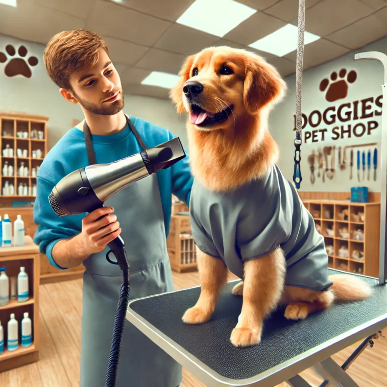 Dịch vụ sấy lông chó tại DOGGIES Pet Shop.