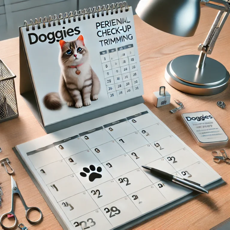 Lịch kiểm tra và cắt móng định kỳ cho mèo tại DOGGIES Pet Shop.