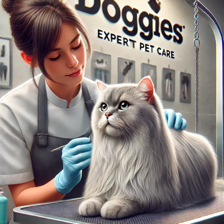 Mèo được chăm sóc chuyên nghiệp tại DOGGIES Pet Shop với bộ lông mềm mại và sạch sẽ.